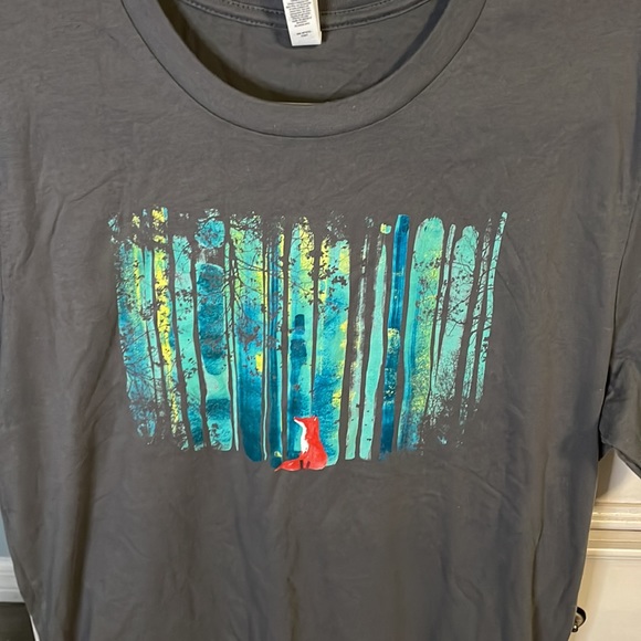 Unisex large fox 🦊 in the woods canvas t shirt new - Picture 2 of 4